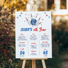 モダンボーリング子供の誕生日マイルストーンのポスター ポスター