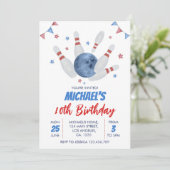 モダンボーリング子供の誕生日 招待状 (スタンド正面)