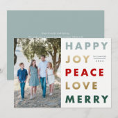 モダンボールドタイプのフォトクリスマス シーズンカード (正面/裏面)
