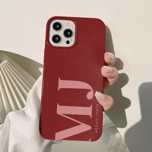 モダンボールドディープレッドカスタムモノグラム Case-Mate iPhoneケース