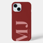 モダンボールドディープレッドカスタムモノグラム Case-Mate iPhoneケース (裏面)