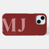 モダンボールドディープレッドカスタムモノグラム Case-Mate iPhoneケース (裏面 (横))