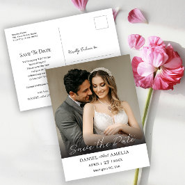 モダンボールドフォト 結婚式の事前お知らせはがき ポストカード