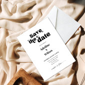 モダンボールドブラック結婚式Save the Date 写真 招待状