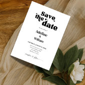 モダンボールドブラック結婚式Save the Date 写真 招待状