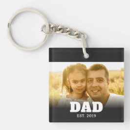 モダンボールド Dad 記念フォト キーホルダー