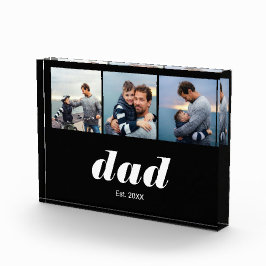 モダンボールド Dad Established 3写真アクリル フォトブロック
