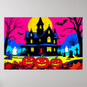モダンポップアートのハロウィン墓地 ポスター (正面)