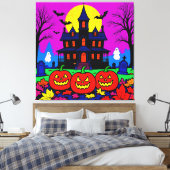 モダンポップアートハロウィン キャンバスプリント (インサイチュ (寝室))