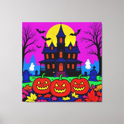 モダンポップアートハロウィン キャンバスプリント (正面)
