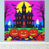 モダンポップアートハロウィン キャンバスプリント (インサイチュ (ウッドフロア))