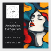 モダンポップアートレトロ カラフルな髪 メイクアップ ロゴ ウィンドウサイン (シート)