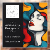 モダンポップアートレトロ カラフルな髪 メイクアップ ロゴ ウィンドウサイン (シート2)