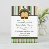 モダンポップモンキージェングルベイビーシャワーパーティー招待状 招待状 (スタンド正面)