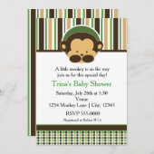 モダンポップモンキージェングルベイビーシャワーパーティー招待状 招待状 (正面/裏面)