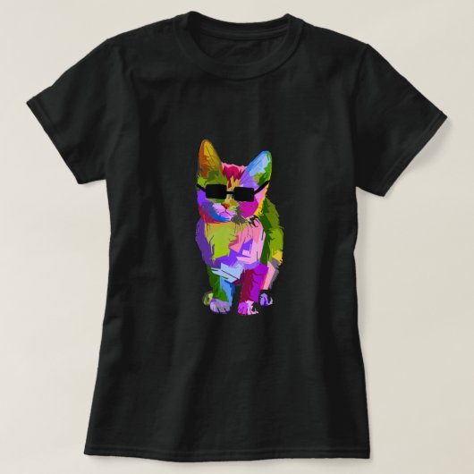 モダンポップ・アートのカッコいい猫 Tシャツ (デザイン正面)