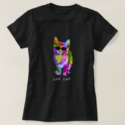 モダンポップ・アートのカッコいい猫 Tシャツ (デザイン正面)