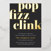 モダンポップ・アートの |大晦日パーティー 箔招待状 (正面)