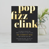 モダンポップ・アートの |大晦日パーティー 箔招待状 (立ち正面)