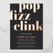 モダンポップ・アートの |婚約パーティ 箔招待状 (正面)