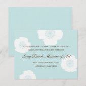 モダンポピーズ ウェディング レセプション カード - アクアブルー (正面/裏面)