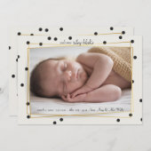 モダンポルカドット写真出生発表 案内状 (正面/裏面)