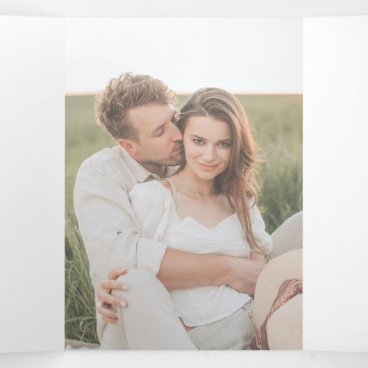 モダンポートレートフォトコラージュ結婚オーバーレイ 三つ折り招待状 (内部中)