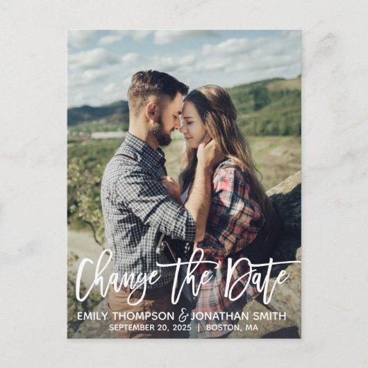 モダンポートレート写真日付はがきの変更 ポストカード (正面)