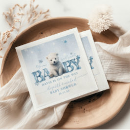 モダンポーラーベアベビーシャワー Bearly Wait Winter スタンダードカクテルナプキン