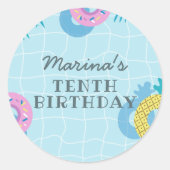モダンポールパーティー誕生日 ラウンドシール (正面)