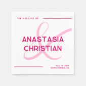 モダンマはっきりしたゼンタ結婚ン スタンダードカクテルナプキン (正面)