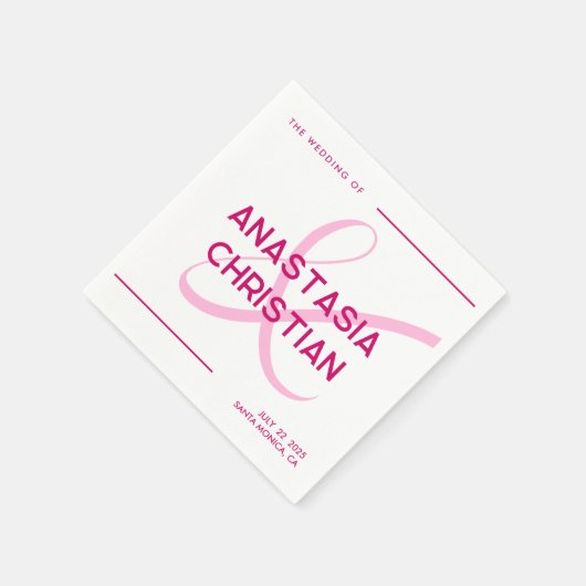 モダンマはっきりしたゼンタ結婚ン スタンダードカクテルナプキン (角)