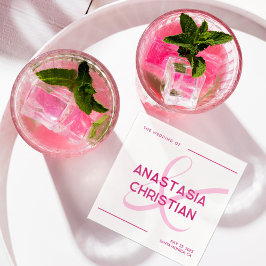 モダンマはっきりしたゼンタ結婚ン スタンダードカクテルナプキン