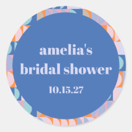 モダンマキシマリスト ブルー パープル カスタム ブライダルシャワー ラウンドシール