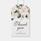 モダンマグノリア水色フローラプレゼントラベル ギフトタグ (正面)