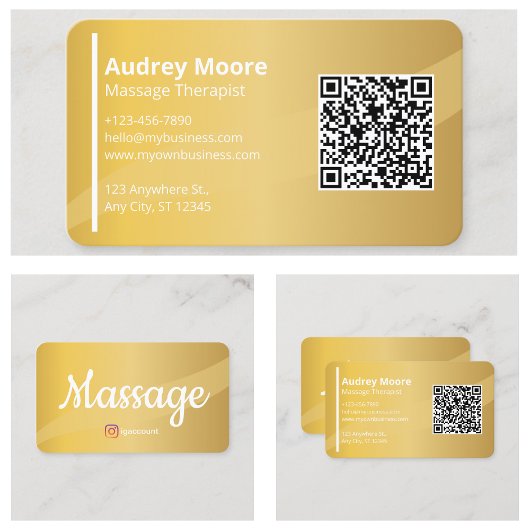 モダンマッサージセラピストエレガントテンプレート 名刺