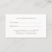 モダンマッサージセラピストスクリプト赤面ピンク ロイヤリティカード (裏面)