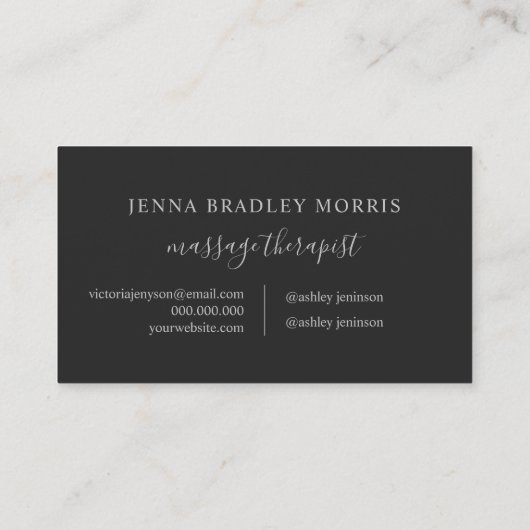 モダンマッサージセラピスト台本の銀箔 名刺 (裏面)