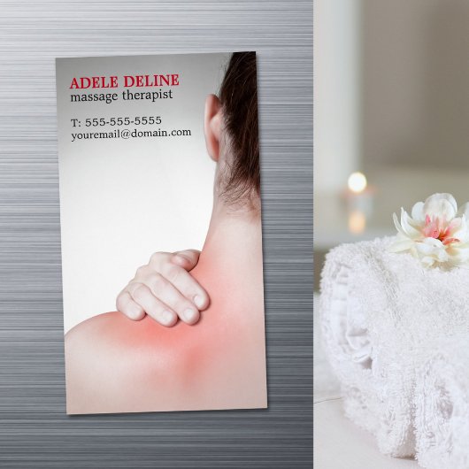 モダンマッサージセラピスト女の背中 マグネット名刺