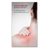 モダンマッサージセラピスト女の背中 マグネット名刺 (正面縦)