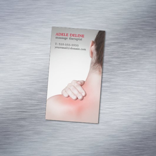 モダンマッサージセラピスト女の背中 マグネット名刺 (インサイチュ)