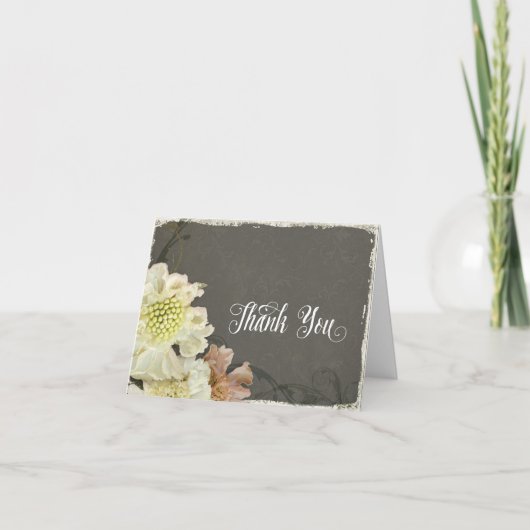 モダンマッチング サンクスノート ペイントフラワーリーフ サンキューカード (正面)