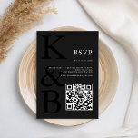 モダンマットブラックモノグラムミニマ結婚リスト 出欠カード<br><div class="desc">モノグラムのパーソナライズされたタイポグラフィとミニマルなグラフィックデザインをマットな黒の色で搭載した独自のウェディングRSVPカードを作成する。</div>