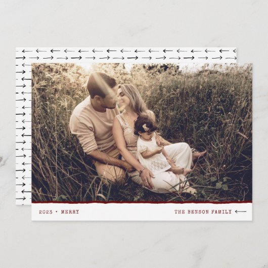 モダンマミニマルーカメリーーレッドホリデーカード シーズンカード (正面/裏面)