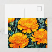 モダンマリゴールド水彩模様 ポストカード (正面/裏面)