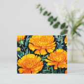 モダンマリゴールド水彩模様 ポストカード (スタンド正面)