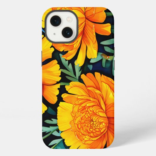 モダンマリゴールド水彩模様 iPhoneケース (裏面)