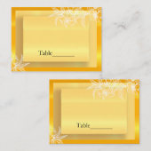 モダンマリーゴールド黄&白フローラスタンプ プレイスカード (正面/裏面)