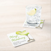 モダンマルグス＆マトリモニーコクテイル ブライダルシャワー スクエアペーパーコースター (インサイチュ)