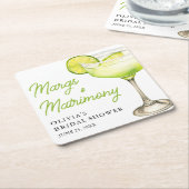 モダンマルグス＆マトリモニーコクテイル ブライダルシャワー スクエアペーパーコースター (アングル)